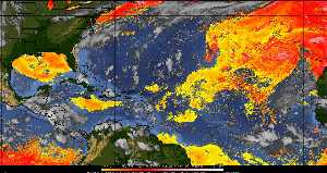 Météo tropicale : Air sec et densité de poussière dans l'air.