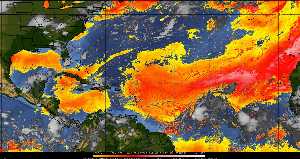 Météo tropicale : Air sec et densité de poussière dans l'air.