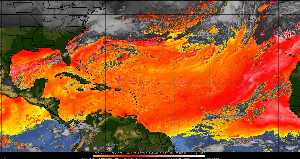 Météo tropicale : Air sec et densité de poussière dans l'air.