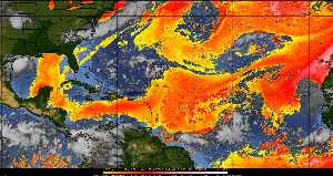 Météo tropicale : Air sec et densité de poussière dans l'air.