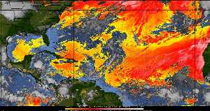 Météo tropicale : Air sec et densité de poussière dans l'air.