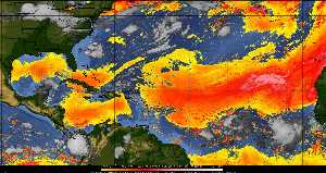 Météo tropicale : Air sec et densité de poussière dans l'air.