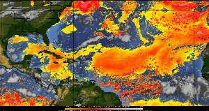 Météo tropicale : Air sec et densité de poussière dans l'air.