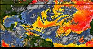 Météo tropicale : Air sec et densité de poussière dans l'air.