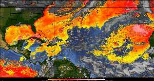 Météo tropicale : Air sec et densité de poussière dans l'air.