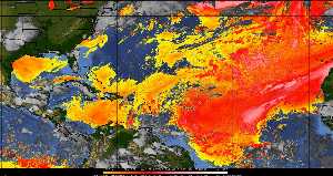 Météo tropicale : Air sec et densité de poussière dans l'air.