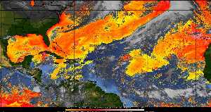 Météo tropicale : Air sec et densité de poussière dans l'air.