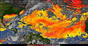 Météo tropicale : Air sec et densité de poussière dans l'air.