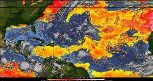 Météo tropicale : Air sec et densité de poussière dans l'air.