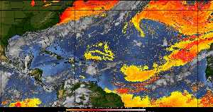 Météo tropicale : Air sec et densité de poussière dans l'air.