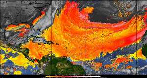 Météo tropicale : Air sec et densité de poussière dans l'air.