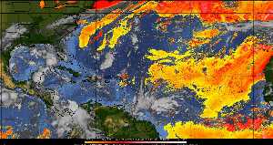 Météo tropicale : Air sec et densité de poussière dans l'air.