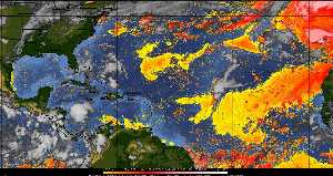 Météo tropicale : Air sec et densité de poussière dans l'air.
