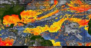 Météo tropicale : Air sec et densité de poussière dans l'air.
