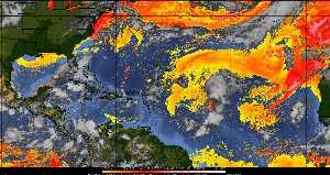 Météo tropicale : Air sec et densité de poussière dans l'air.