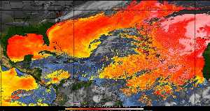 Météo tropicale : Air sec et densité de poussière dans l'air.