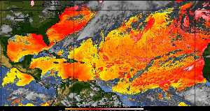 Météo tropicale : Air sec et densité de poussière dans l'air.