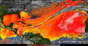 Météo tropicale : Air sec et densité de poussière dans l'air.