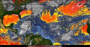 Météo tropicale : Air sec et densité de poussière dans l'air.