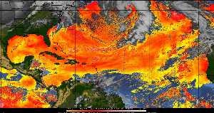 Météo tropicale : Air sec et densité de poussière dans l'air.