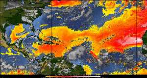 Météo tropicale : Air sec et densité de poussière dans l'air.