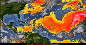 Météo tropicale : Air sec et densité de poussière dans l'air.