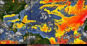 Météo tropicale : Air sec et densité de poussière dans l'air.