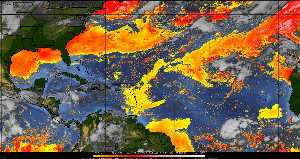 Météo tropicale : Air sec et densité de poussière dans l'air.