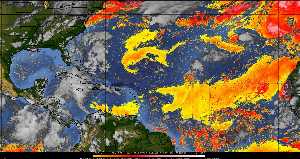 Météo tropicale : Air sec et densité de poussière dans l'air.