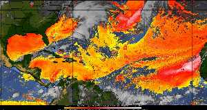 Météo tropicale : Air sec et densité de poussière dans l'air.