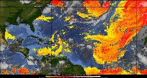 Météo tropicale : Air sec et densité de poussière dans l'air.