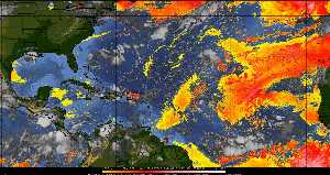 Météo tropicale : Air sec et densité de poussière dans l'air.