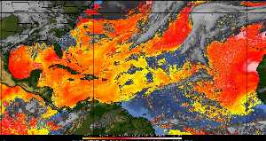 Météo tropicale : Air sec et densité de poussière dans l'air.