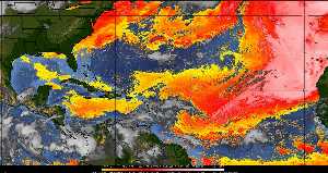 Météo tropicale : Air sec et densité de poussière dans l'air.