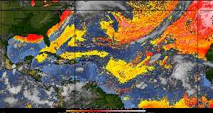 Météo tropicale : Air sec et densité de poussière dans l'air.