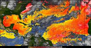 Météo tropicale : Air sec et densité de poussière dans l'air.