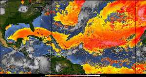 Météo tropicale : Air sec et densité de poussière dans l'air.