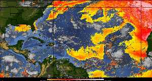Météo tropicale : Air sec et densité de poussière dans l'air.