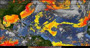 Météo tropicale : Air sec et densité de poussière dans l'air.