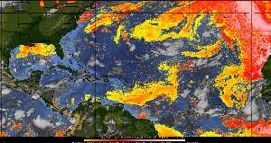 Météo tropicale : Air sec et densité de poussière dans l'air.