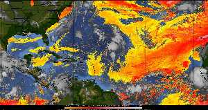 Météo tropicale : Air sec et densité de poussière dans l'air.