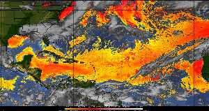 Météo tropicale : Air sec et densité de poussière dans l'air.