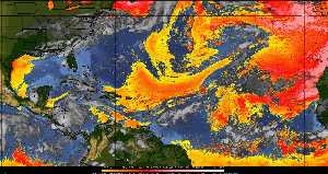 Météo tropicale : Air sec et densité de poussière dans l'air.