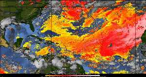 Météo tropicale : Air sec et densité de poussière dans l'air.