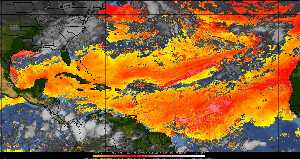 Météo tropicale : Air sec et densité de poussière dans l'air.