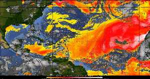 Météo tropicale : Air sec et densité de poussière dans l'air.