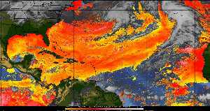 Météo tropicale : Air sec et densité de poussière dans l'air.