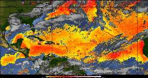 Météo tropicale : Air sec et densité de poussière dans l'air.