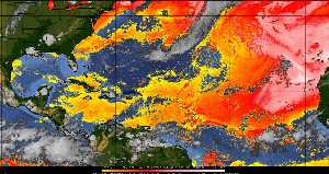 Météo tropicale : Air sec et densité de poussière dans l'air.