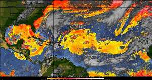 Météo tropicale : Air sec et densité de poussière dans l'air.